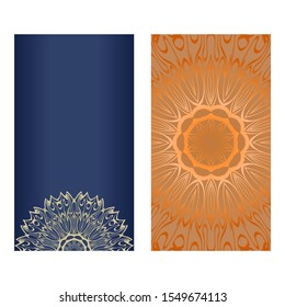 Decorative Template Card with Round Mandala From Floral Elements. Vector Illustration. For Coloring Book, Greeting Card, Invitation. Anti-Stress Therapy Pattern.