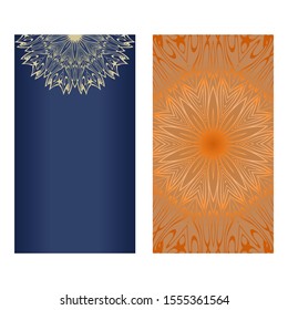 Decorative Template Card with Round Mandala From Floral Elements. Vector Illustration. For Coloring Book, Greeting Card, Invitation. Anti-Stress Therapy Pattern.