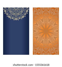 Decorative Template Card with Round Mandala From Floral Elements. Vector Illustration. For Coloring Book, Greeting Card, Invitation. Anti-Stress Therapy Pattern.