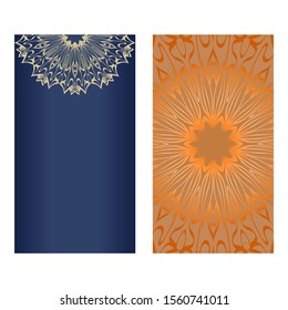 Decorative Template Card with Round Mandala From Floral Elements. Vector Illustration. For Coloring Book, Greeting Card, Invitation. Anti-Stress Therapy Pattern.