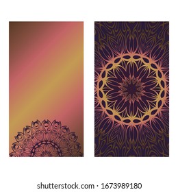 Decorative Template Card mit Round Mandala aus Blumenelementen. Vektorillustration Illustration. 