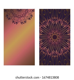 Decorative Template Card with Round Mandala From Floral Elements. Vector Illustration. For Coloring Book, Greeting Card, Invitation. Anti-Stress Therapy Pattern.