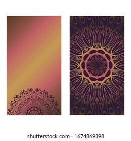 Decorative Template Card mit Round Mandala aus Blumenelementen. Vektorillustration Illustration. Für das Farbbuch, die Grußkarte, die Einladung. Anti-Stress Therapy Muster.