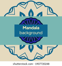 Tarjeta de plantilla decorativa con Mandala redonda a partir de elementos florales. Ilustración vectorial.