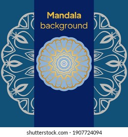 Decorative Template Card with Round Mandala From Floral Elements. Vector Illustration.