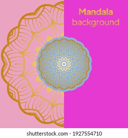 Decorative Template Card with Round Mandala From Floral Elements. Vector Illustration.