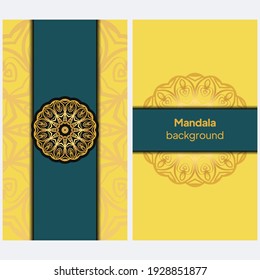 Decorative Template Card with Round Mandala From Floral Elements. Vector Illustration.