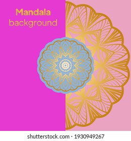 Decorative Template Card with Round Mandala From Floral Elements. Vector Illustration.