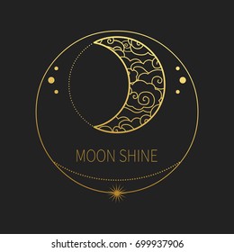 Decorative template with crescent moon. Vector design