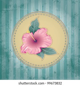 Decorative template frame design with flower, old retro style, vector background illustration