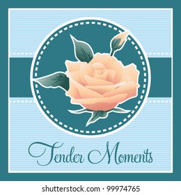 Decorative template frame design with flower, classic style, vector background illustration