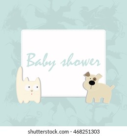 Decorative template frame design for invitation, greeting, happy birthday label, postcard frame, baby texture, child album, children pattern, holiday card, baby shower and arrival. Vector illustration