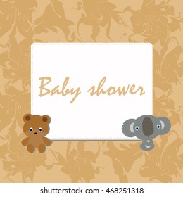 Decorative template frame design for invitation, greeting, happy birthday label, postcard frame, baby texture, child album, children pattern, holiday card, baby shower and arrival. Vector illustration