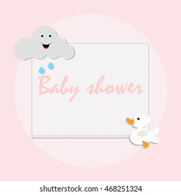 Decorative template frame design for invitation, greeting, happy birthday label, postcard frame, baby texture, child album, children pattern, holiday card, baby shower and arrival. Vector illustration