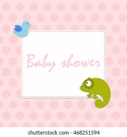 Decorative template frame design for invitation, greeting, happy birthday label, postcard frame, baby texture, child album, children pattern, holiday card, baby shower and arrival. Vector illustration