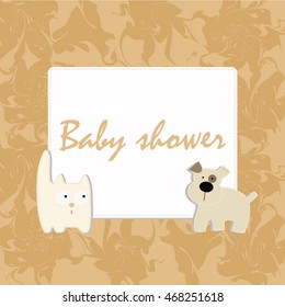 Decorative template frame design for invitation, greeting, happy birthday label, postcard frame, baby texture, child album, children pattern, holiday card, baby shower and arrival. Vector illustration
