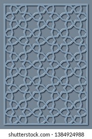 Decorative template for laser cutting. Oriental geometric ornament.