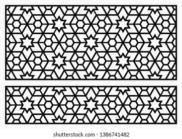 Decorative template for laser cutting. Oriental geometric ornament.