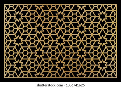 Decorative template for laser cutting. Oriental geometric ornament.