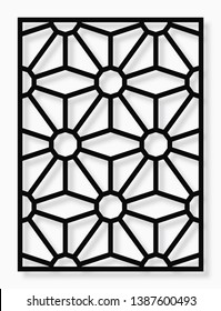 Decorative template for laser cutting. Oriental geometric ornament.