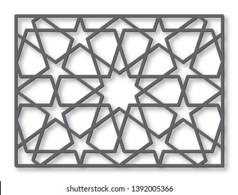 Decorative template for laser cutting. Oriental geometric ornament.