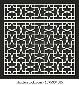 Decorative template for laser cutting. Oriental geometric ornament.