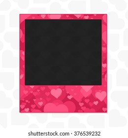 Decorative template for photo frame your photos. Picture frame with a texture of hearts for lovers and romantic design.