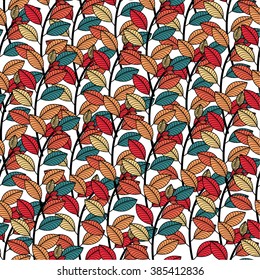  Textura de plantilla decorativa con hojas verdes. El patrón de hojas estilizadas se puede utilizar para papel pintado, rellenos de portada, fondo de página web, texturas superficiales. Textura vectorial de lino.
