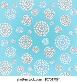 Decorative tender background with seamless pattern. Endless texture with round colorful shapes, template for design wrapping paper, greeting cards, textile, covers, web page backgrounds.