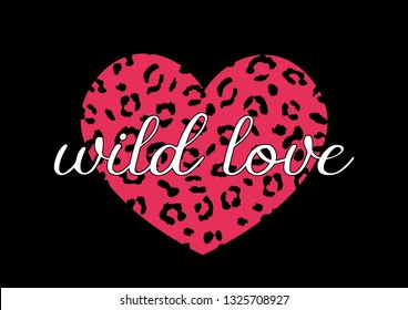 Decorative Text with Animal Skin Pattern Heart, Design for Fashion and Poster Prints
