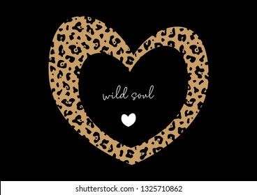 Decorative Text with Animal Skin Pattern Heart, Design for Fashion and Poster Prints