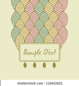Decorative text background with abstract ornamental pattern. Template for design greeting card, invitation, cover, wrapping