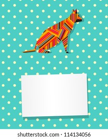 Decorative text card/invitation with collage cat in stripes