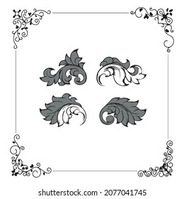 Decorative text dividers. Floral ornament border, vintage hand-drawn decorations, and flourish sketch calligraphic divider vector set. Curly branches. Swirly design elements, antique decor
