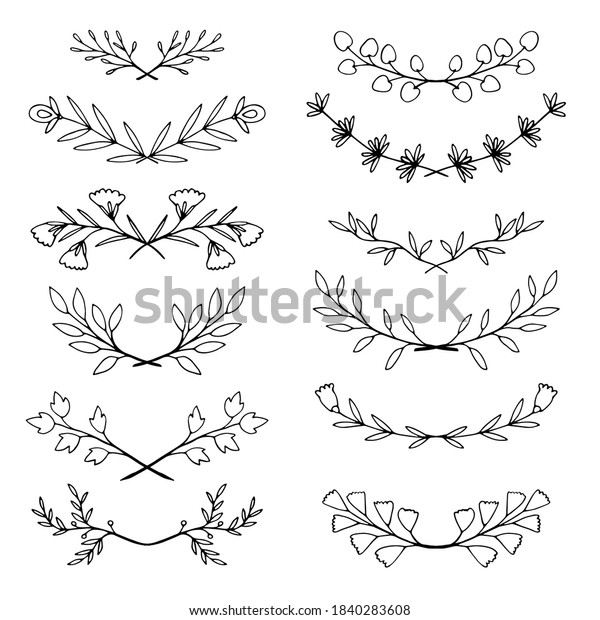 Decorative text dividers. Hand drawn Wreaths.\
Vintage collection with laurels,\
dividers
