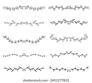 Decorative Text Dividers, Plant decoration frame set, line drawing frame, text decoration material