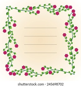Decorative text frame with flowers and leaves