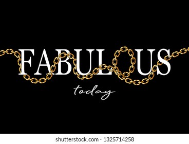 Decorative Text with Golden Chain Ornament, Design for Fashion and Poster Prints