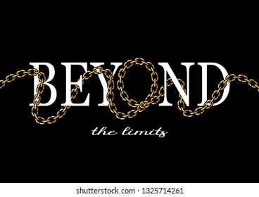 Decorative Text with Golden Chain Ornament, Design for Fashion and Poster Prints