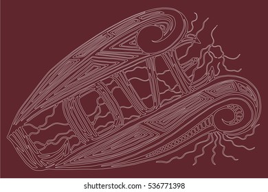 Decorative Text Love. Vector illustration. Coloring book for adult and Doodle patterns