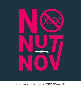 Texto decorativo de no nuez de noviembre. Ilustración vectorial