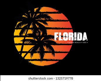 Decorative Text with Palm Trees, Design for Fashion and Poster Prints