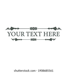 Decorative text or title frame isolated on white color background. Classic Gray floral ornament. Design Element. Heraldry, heraldic Vector illustration. 