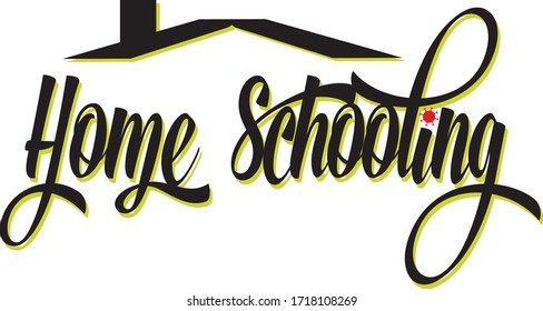 Decorative text of the word Home Schooling isolated against a white background