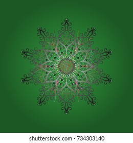 Decorative Texture Background of Mandalas. Design for Fabric or Wallpaper. Vector illustration. Ethnic of Lace Snowflakes. Lacy Fashion Print for Textile. Stylized Flowers. Folk Style.
