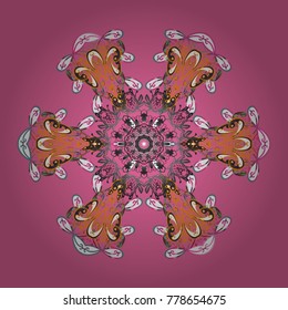 Decorative Texture Background of Mandalas. Lacy Fashion Print for Textile. Vector illustration. Design for Fabric or Wallpaper. Folk Style. Ethnic of Lace Snowflakes. Stylized Flowers.