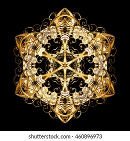 Decorative Texture Background of Mandalas. Stylized Flowers. Folk Style. Vector illustration. Lacy Fashion Print for Textile. Design for Fabric or Wallpaper. Ethnic of Lace Snowflakes.