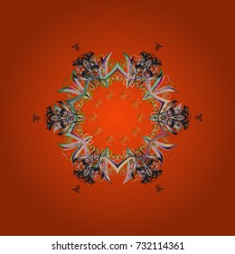 Decorative Texture Background of Mandalas. Stylized Flowers. Folk Style. Ethnic of Lace Snowflakes. Design for Fabric or Wallpaper. Vector illustration. Lacy Fashion Print for Textile.