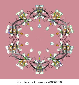Decorative Texture Background of Mandalas. Vector illustration. Stylized Flowers. Ethnic of Lace Snowflakes. Lacy Fashion Print for Textile. Design for Fabric or Wallpaper. Folk Style.