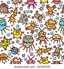 Decorative texture consisting of images of germs. Seamless pattern on the transparent background. Vector illustration